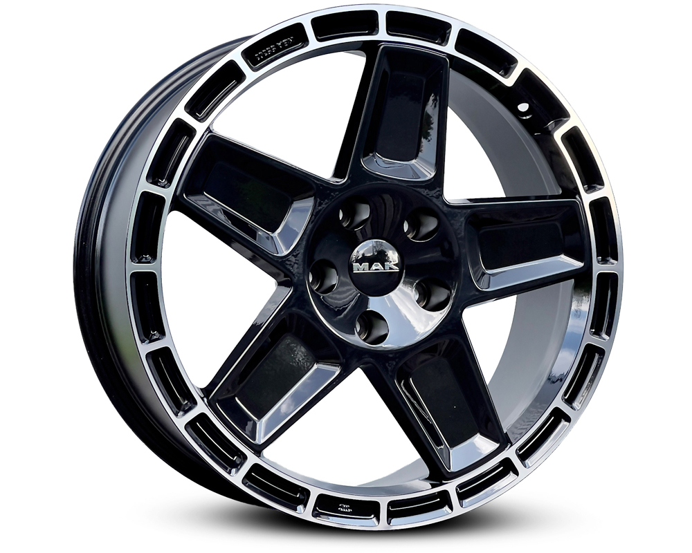 R20 x 9 5x108 ET38 CB63.4 MAK Trek (Max load: 1050 kg) cone 60º Made in Italy Gloss Black Mirror Ring