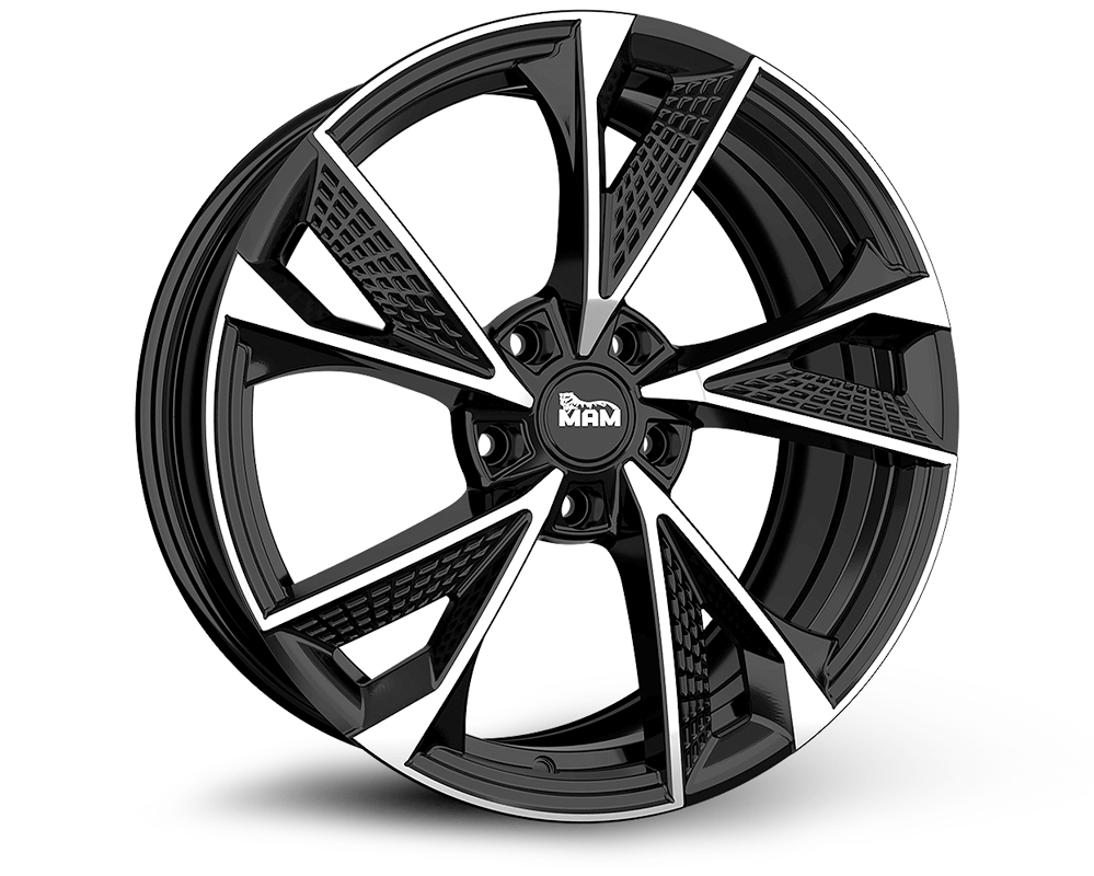 R19 x 8.5 5x108 ET45 CB72.6 MAM MAMRS6 (max load:720kg) Germany TÜV certified BLACK FRONT POLISH