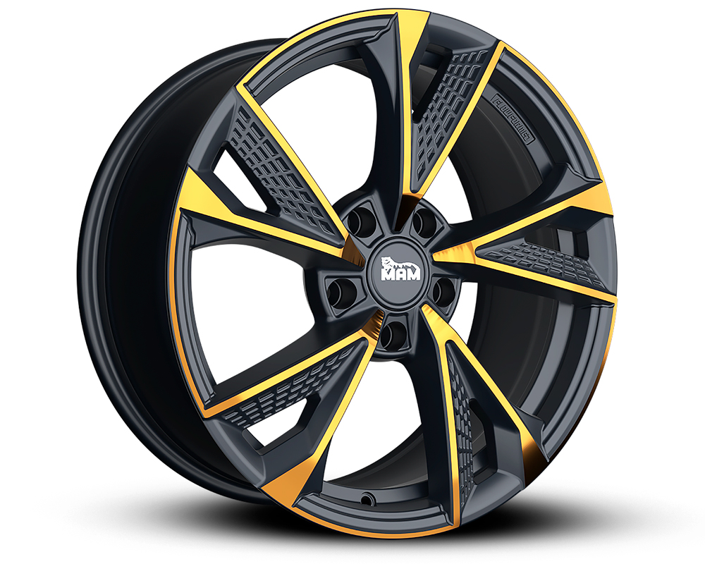 R19 x 8.5 5x112 ET45 CB72.6 MAM RS6 (Max Load: 720kg) Germany TÜV certified MATT BLACK FRONT COPPER