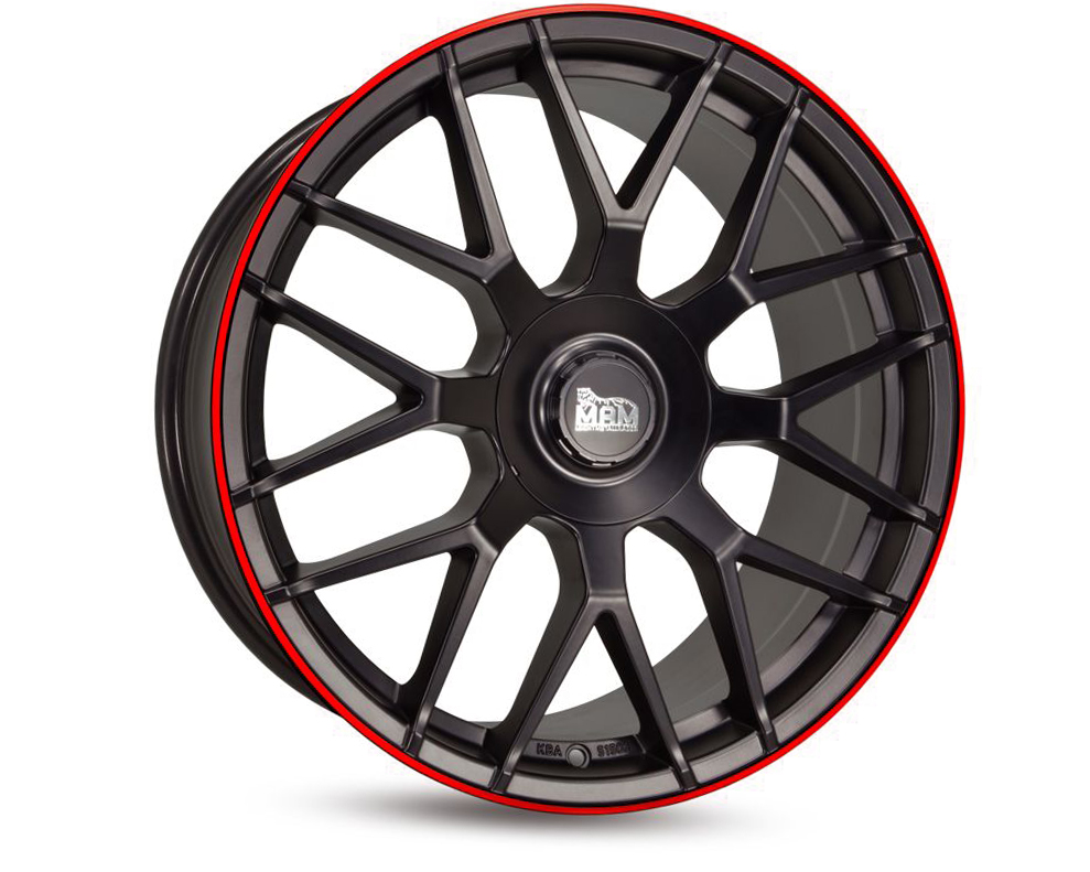 R20 x 8.5 5x112 ET45 CB66.6 Keskin TUNING MAM GT.1 (max load:690kg) Germany TÜV certified MATT BLACK LIP RED